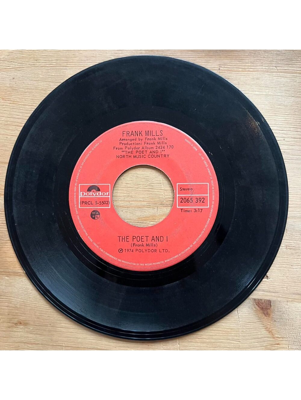 Frank Mills - The Poet and I/Music Box Dancer 45rpm VG+ R14